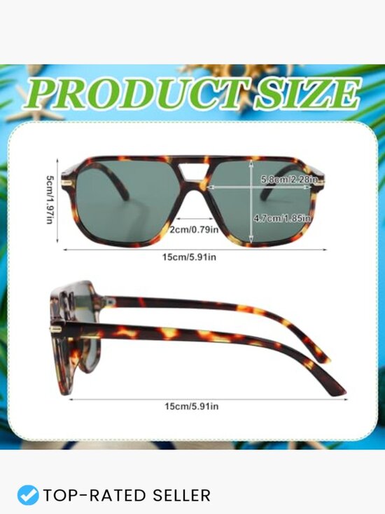 Oversized Square Sunglasses Unisex Retro 70s 80s 90s UV400 Protection Fashion